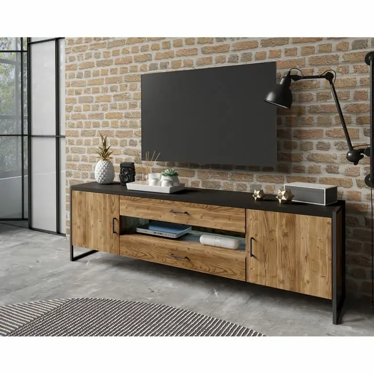 Loftscape Red Living Meuble TV Turriers I – Imitation épicéa / Noir Mat