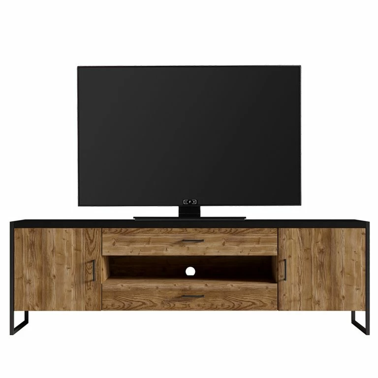 Loftscape Red Living Meuble TV Turriers I – Imitation épicéa / Noir Mat