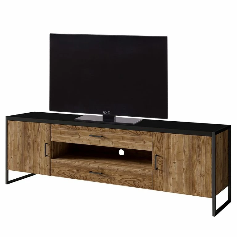 loftscape Red Living Meuble TV Turriers I – Imitation épicéa / Noir mat