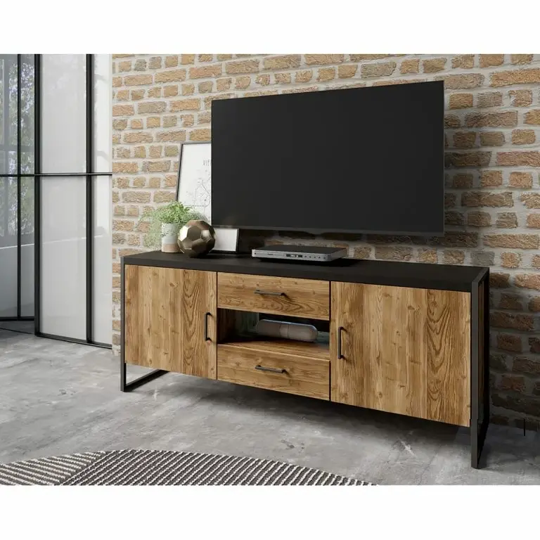 Loftscape Red Living Meuble TV Turriers II – Imitation épicéa / Noir Mat