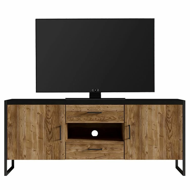 Loftscape Red Living Meuble TV Turriers II – Imitation épicéa / Noir Mat