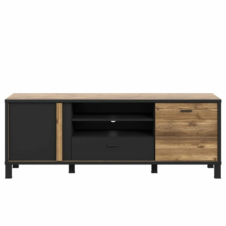 Loftscape Red Living Meuble TV Vallegrande II – Imitation Pin Des Alpes / Noir