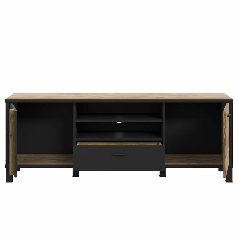 Loftscape Red Living Meuble TV Vallegrande II – Imitation Pin Des Alpes / Noir