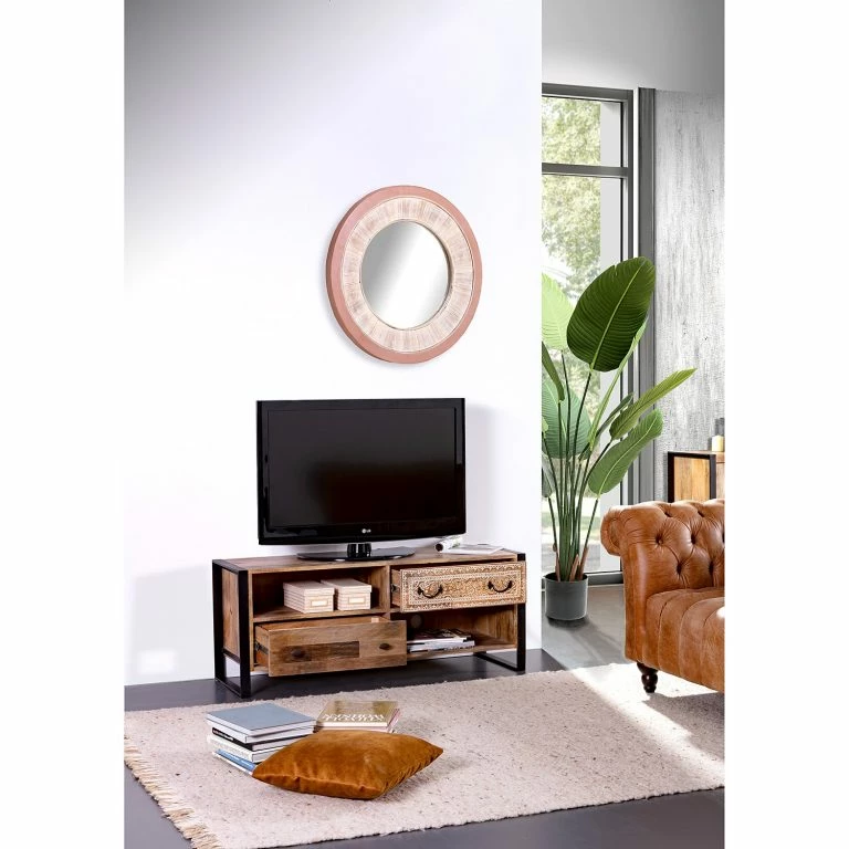 Loftscape Red Living Meuble TV Vallentuna – Manguier Massif / Métal – Manguier / Noir