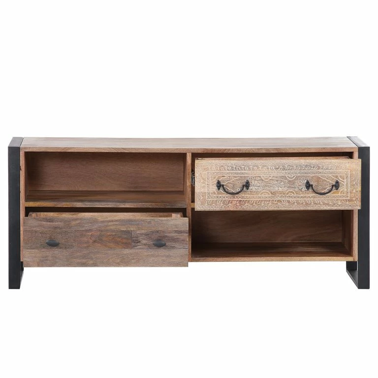 Loftscape Red Living Meuble TV Vallentuna – Manguier Massif / Métal – Manguier / Noir