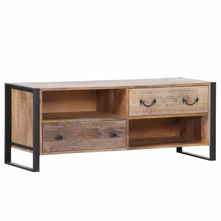 loftscape Red Living Meuble TV Vallentuna – Manguier massif / Métal – Manguier / Noir