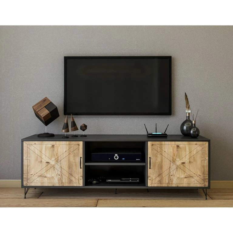 Loftscape Red Living Meuble TV Vallrun – Imitation Pin / Anthracite