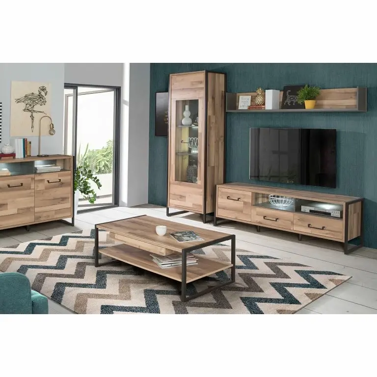 Loftscape Red Living Meuble TV Voru – Imitation Chêne / Gris Foncé