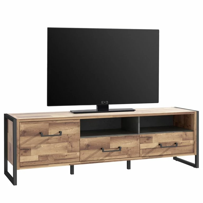 loftscape Red Living Meuble TV Voru – Imitation chêne / Gris foncé