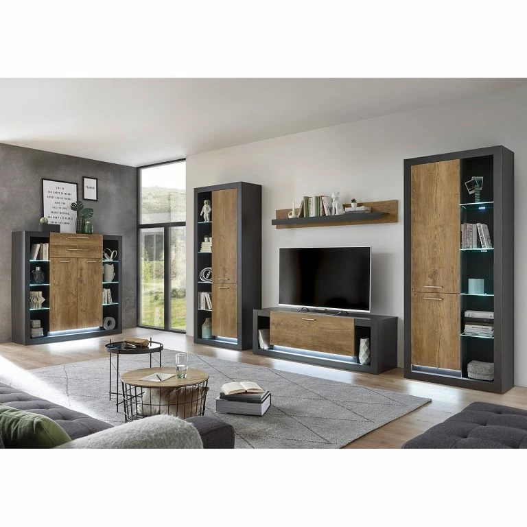 Loftscape Red Living Meubles TV Talence I – Imitation Châtaigner / Gris