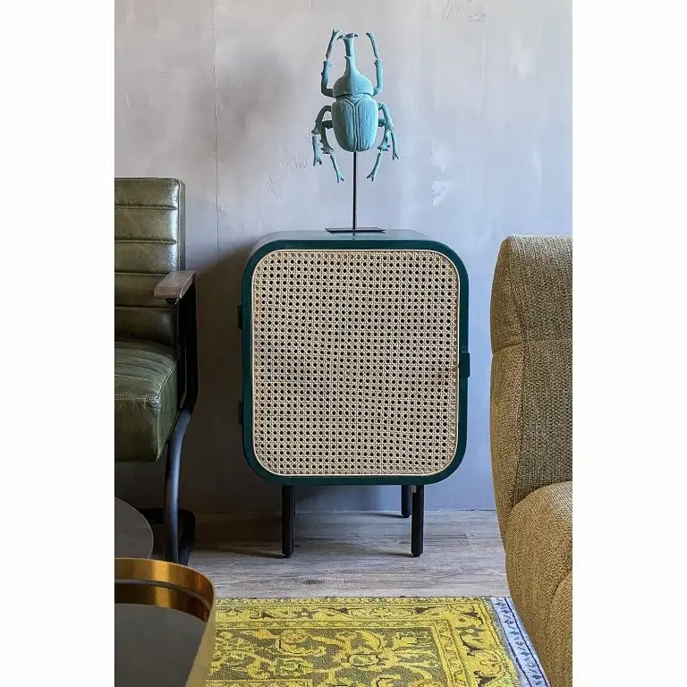 Loftscape Red Living Placard Shad – Rotin / Manguier Massif – Bleu Pétrole