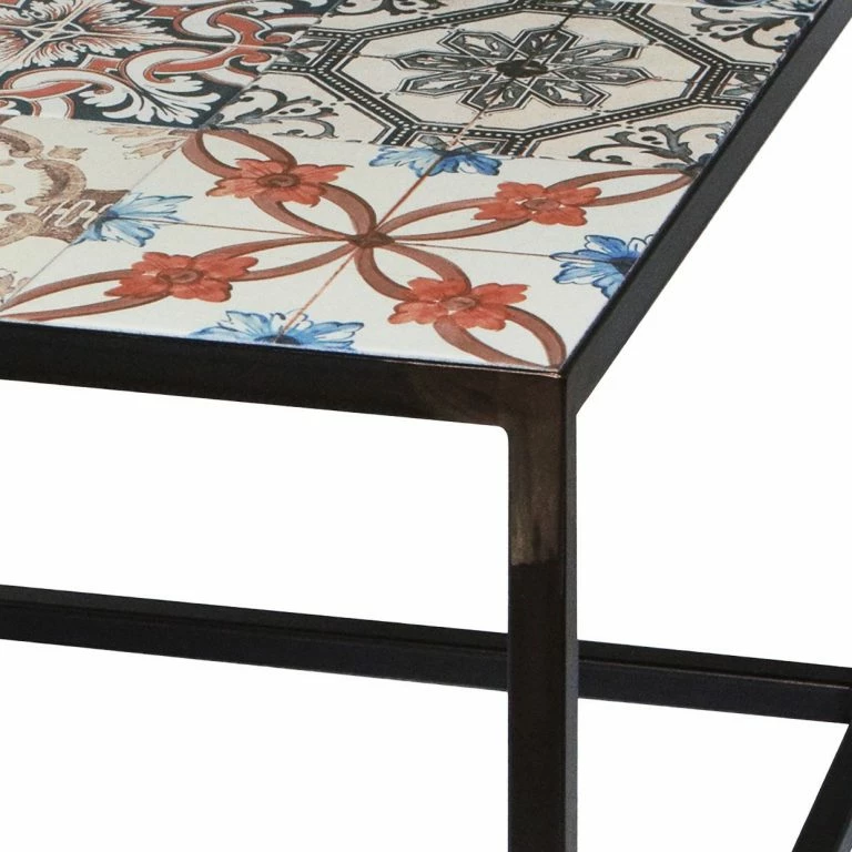 Loftscape Red Living Table Basse Almaraz – Céramique / Acier – Multicolore – 60 X 60 Cm