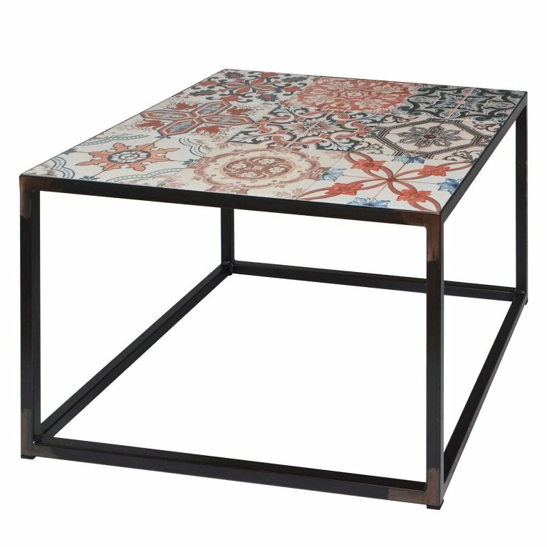 Loftscape Red Living Table Basse Almaraz – Céramique / Acier – Multicolore – 60 X 60 Cm