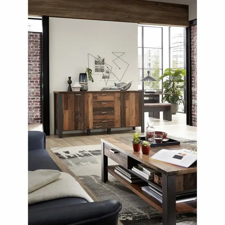Loftscape Red Living Table Basse Blackpool – Imitation Bois Recyclé / Gris