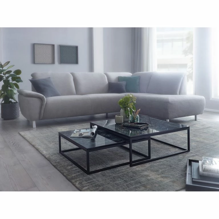 Loftscape Red Living Table Basse Copperton I (2er-Set) – Imitation Marbre Noir / Noir