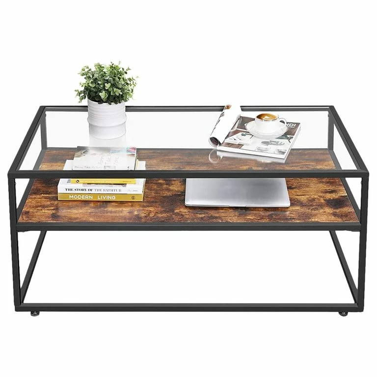 Loftscape Red Living Table Basse Cotton Hill – Verre / Métal – Marron / Noir