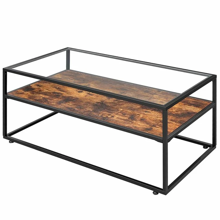 loftscape Red Living Table basse Cotton Hill – Verre / Métal – Marron / Noir