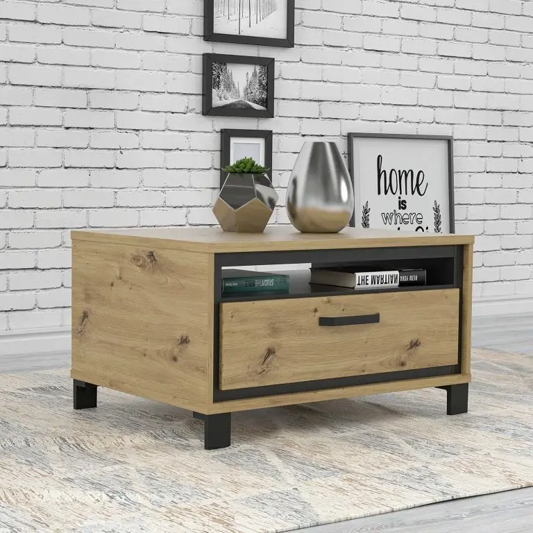 Loftscape Red Living Table Basse Egan I – Imitation Chêne Artisan / Imitation Chêne Noir