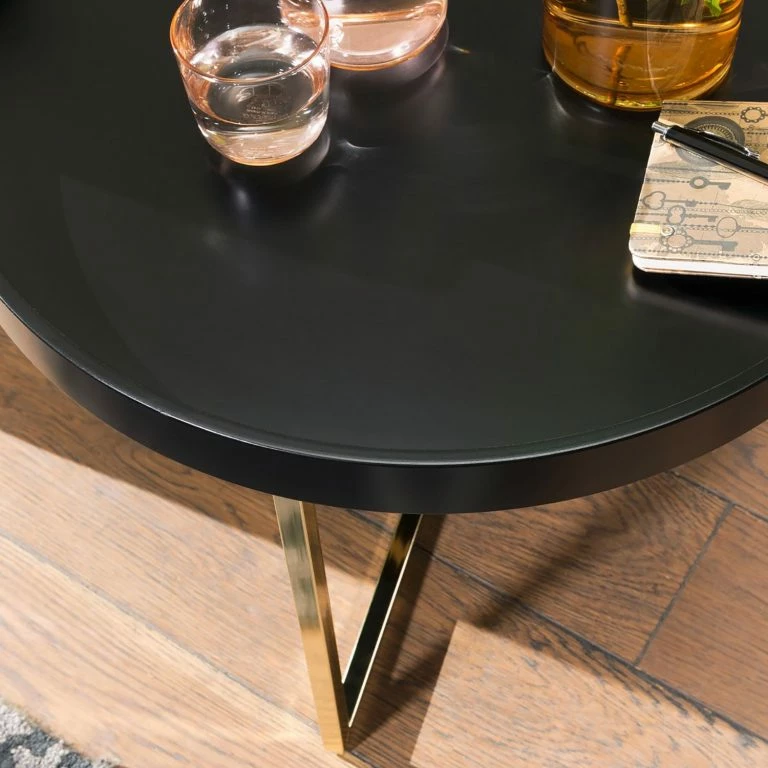 Loftscape Red Living Table Basse Emmerson – Tulipier Massif / Métal – Noir / Doré