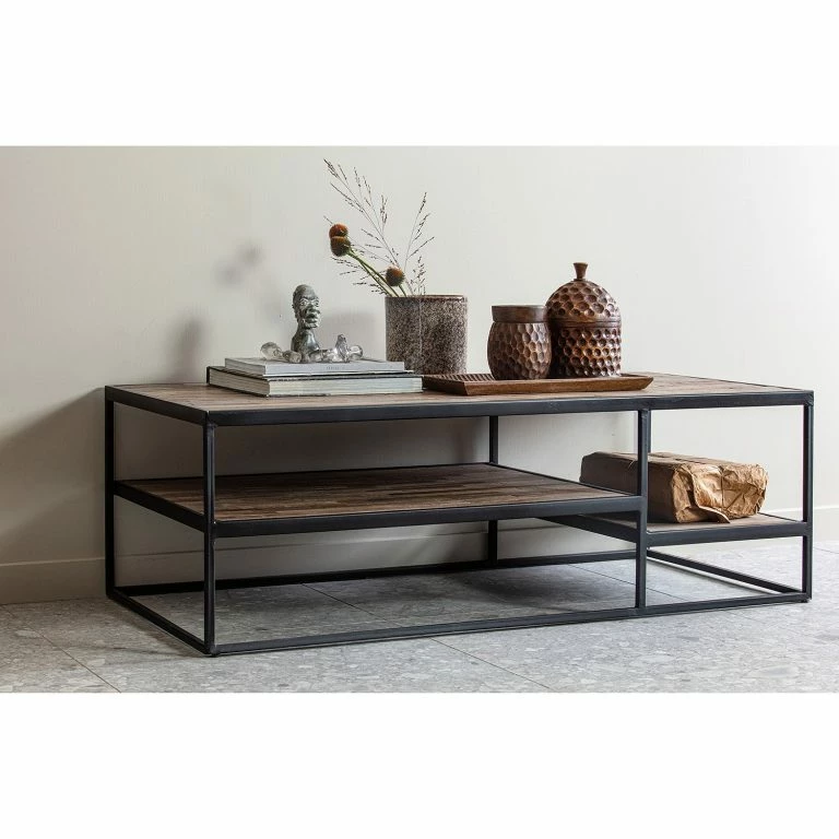 Loftscape Red Living Table Basse Filley – Teck Recyclé/ Métal – Teck / Noir