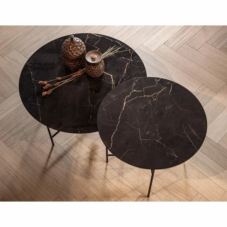Loftscape Red Living Table Basse Gali II – Marbre / Métal – Marbre Noir / Noir