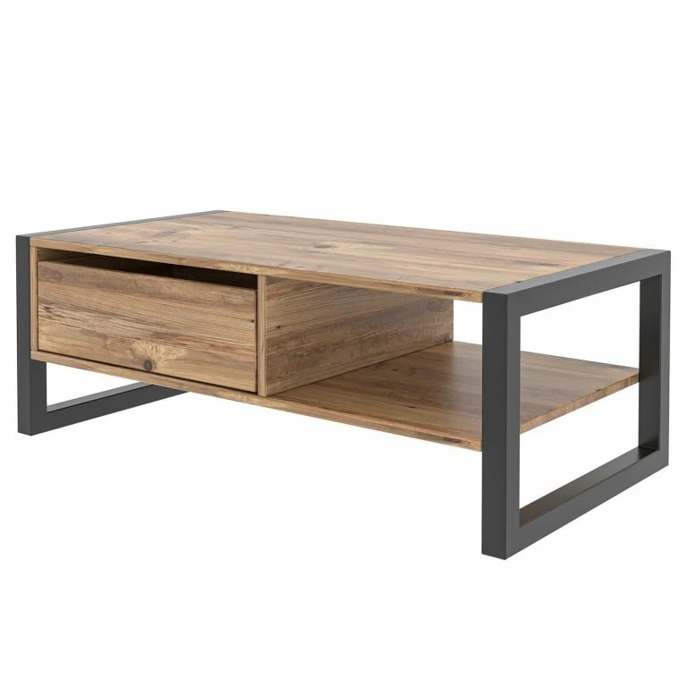 loftscape Red Living Table basse Haloba – Métal – Imitation chêne / Noir