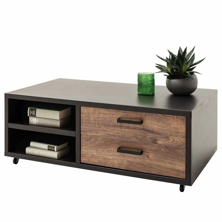 Loftscape Red Living Table Basse Hixson – Imitation Chêne De Tonneau / Noir