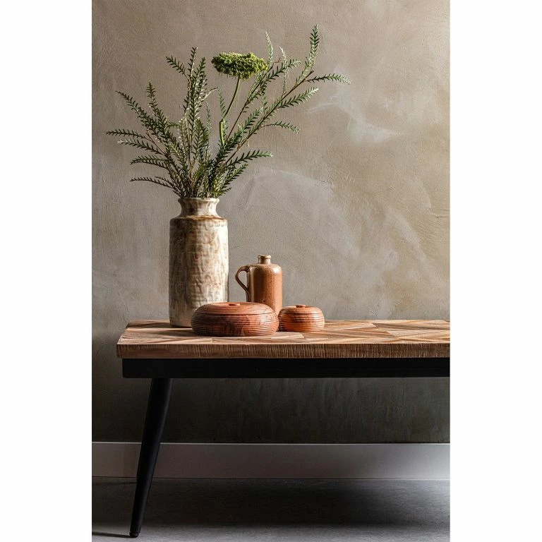 Loftscape Red Living Table Basse Hobro – Teck Massif / Métal – Teck / Noir