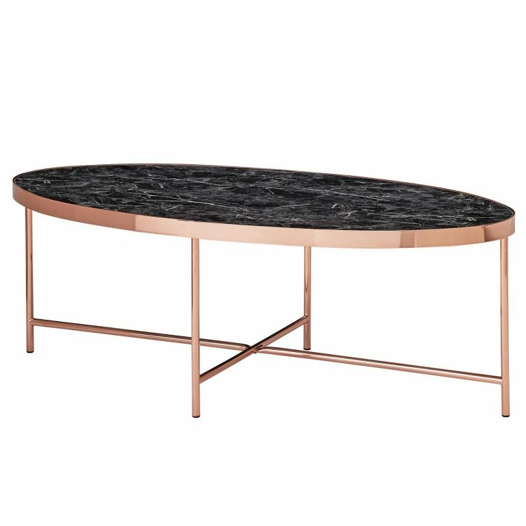 loftscape Red Living Table basse Lacaune – Verre / Métal – Imitation marbre noir