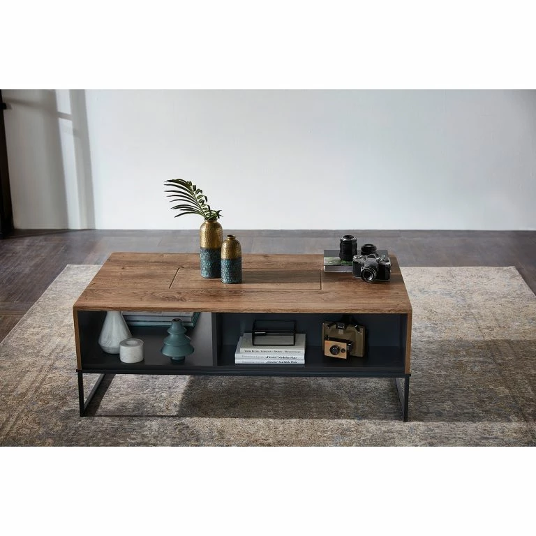 Loftscape Red Living Table Basse Meevoo – Imitation Chêne Rustique / Graphite