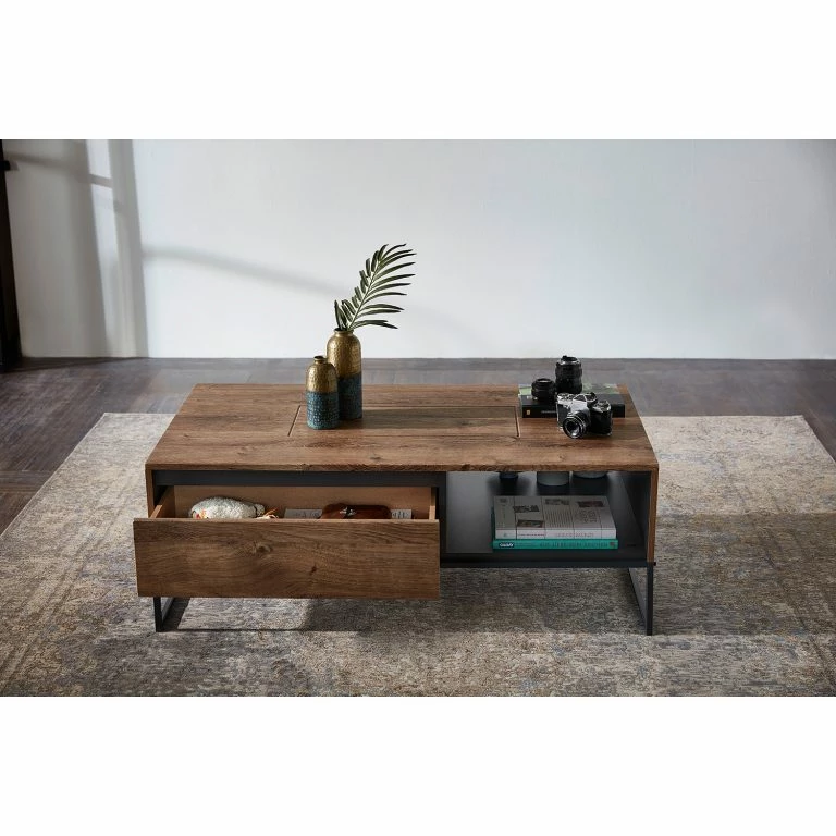 Loftscape Red Living Table Basse Meevoo – Imitation Chêne Rustique / Graphite