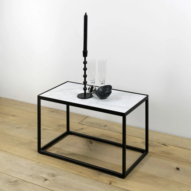 Loftscape Red Living Table Basse Midford I – Pierre / Métal – Blanc / Noir