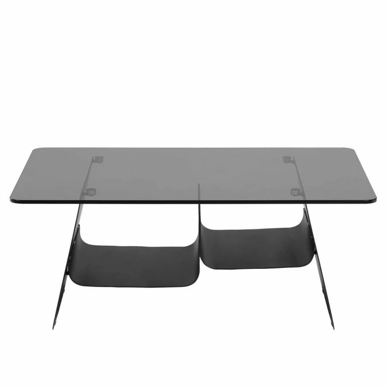 Loftscape Red Living Table Basse Monson – Verre / Métal – Gris / Noir