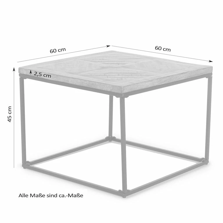 Loftscape Red Living Table Basse Montbray I – Manguier Massif / Métal – Manguier Gris / Noir