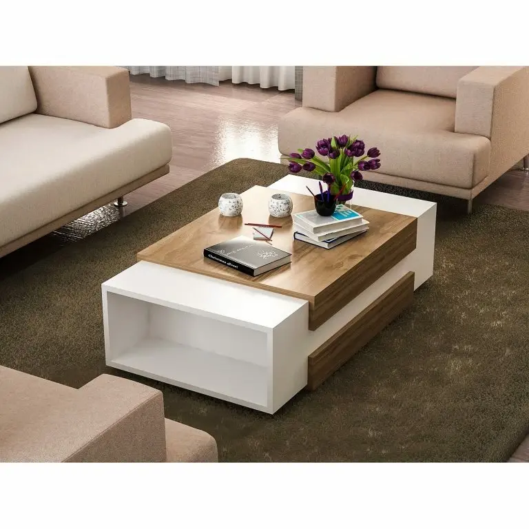 Loftscape Red Living Table Basse Nohra – Blanc / Imitation Noyer