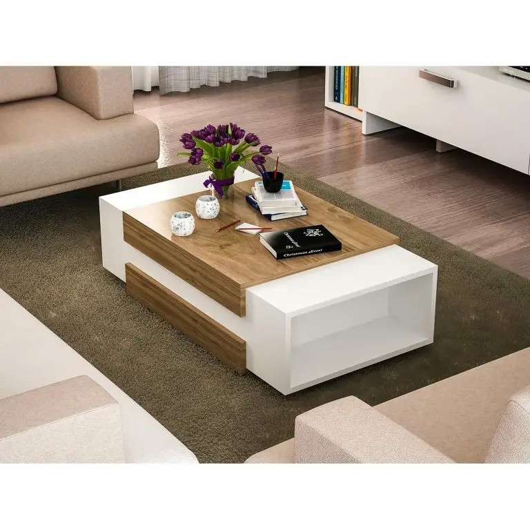 Loftscape Red Living Table Basse Nohra – Blanc / Imitation Noyer