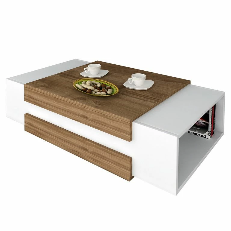 loftscape Red Living Table basse Nohra – Blanc / Imitation noyer