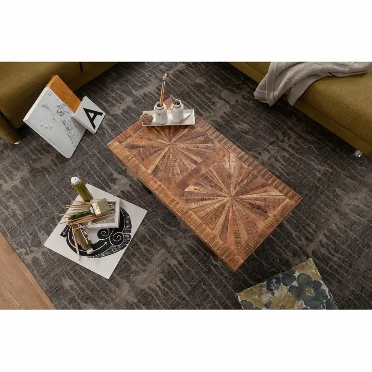 Loftscape Red Living Table Basse Ovada – Manguier Massif / Métal – Manguier / Noir