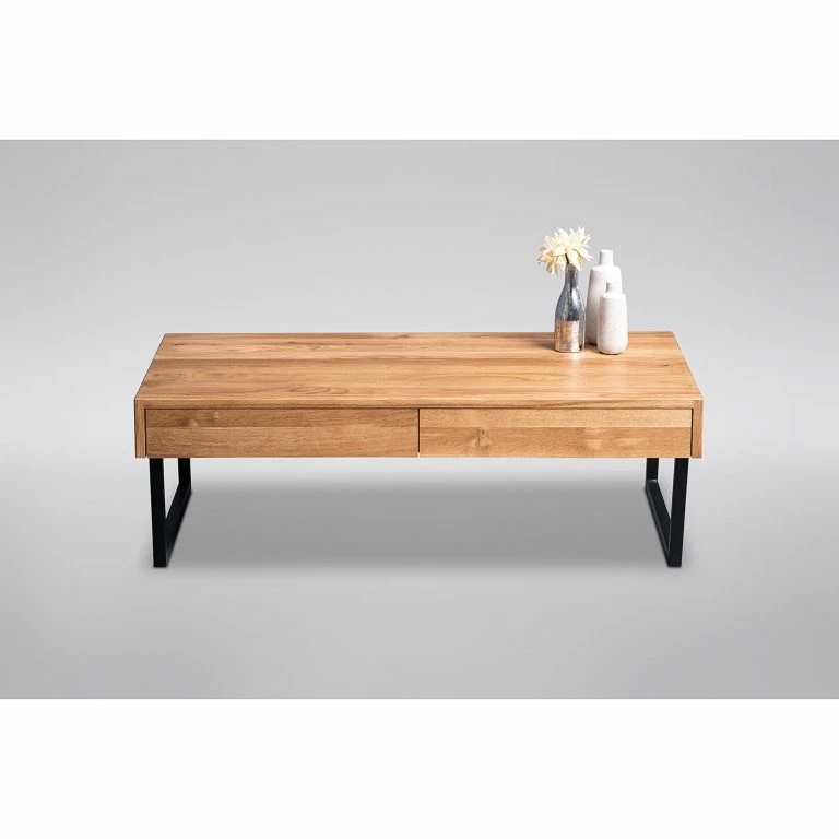 Loftscape Red Living Table Basse Rexburg – Chêne Sauvage Massif / Métal – Chêne Sauvage / Noir