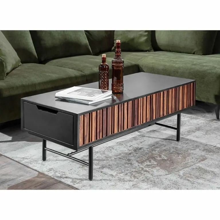 Loftscape Red Living Table Basse Sanvic – Sheesham / Acacia Massif – Sheesham / Anthracite
