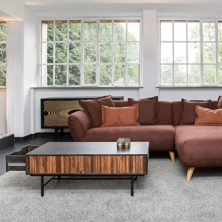 Loftscape Red Living Table Basse Sanvic – Sheesham / Acacia Massif – Sheesham / Anthracite