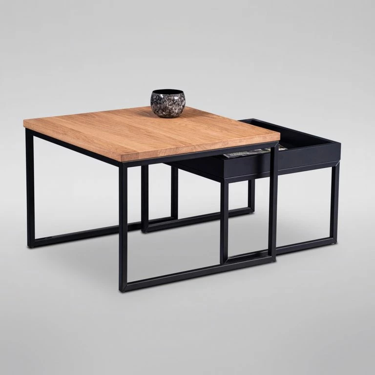 Loftscape Red Living Table Basse Savate I – Duramen De Hêtre Massif / Métal – Duramen De Hêtre Noir / Noir