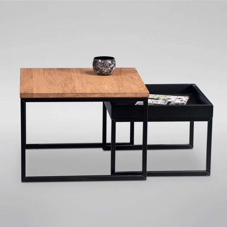 Loftscape Red Living Table Basse Savate I – Duramen De Hêtre Massif / Métal – Duramen De Hêtre Noir / Noir