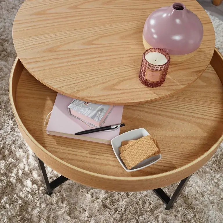 Loftscape Red Living Table Basse Soliera – Partiellement En Chêne Massif / Métal – Chêne / Noir