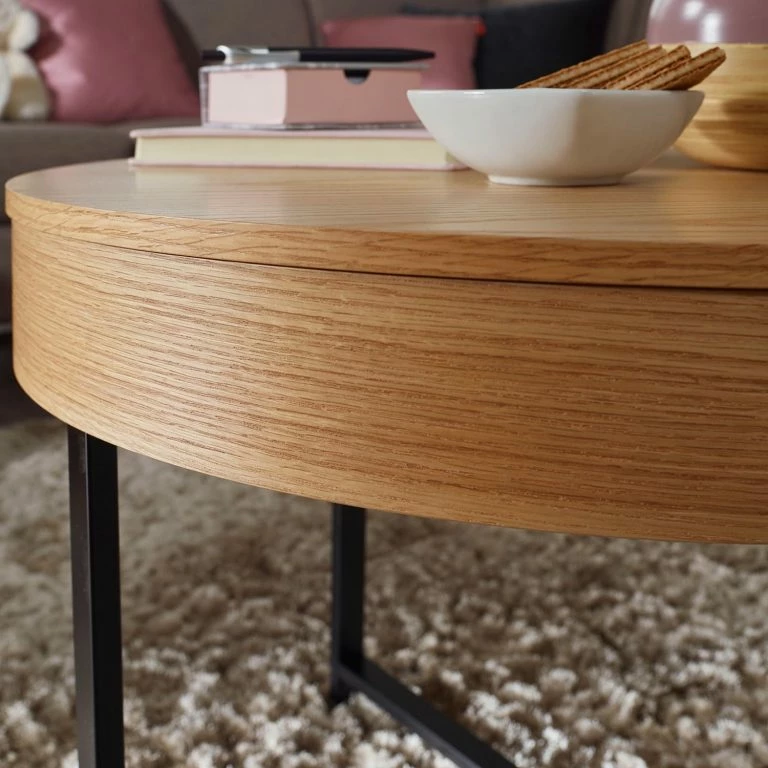 Loftscape Red Living Table Basse Soliera – Partiellement En Chêne Massif / Métal – Chêne / Noir