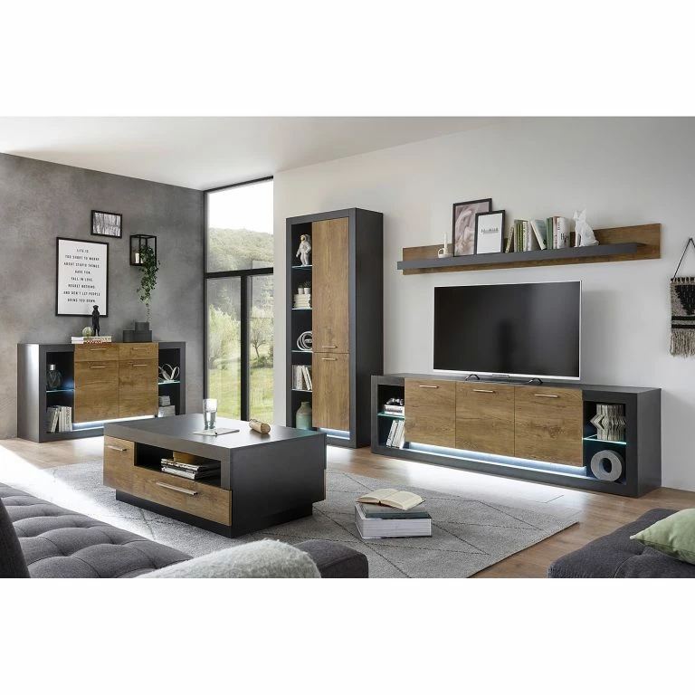 Loftscape Red Living Table Basse Talence – Imitation Châtaigner / Gris