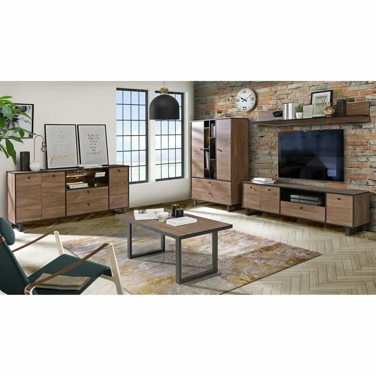 Loftscape Red Living Table Basse Trylith – Imitation Chêne Rustique / Noir