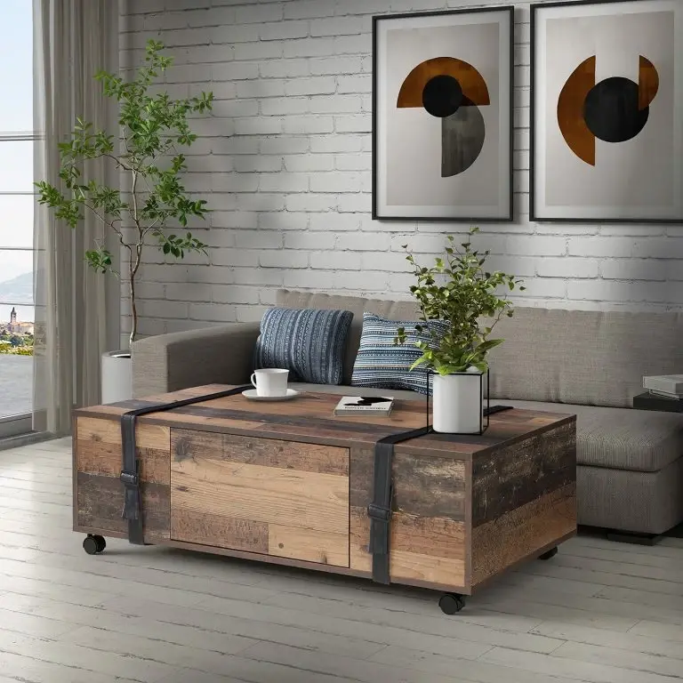 Loftscape Red Living Table Basse Weta – Imitation Bois Recyclé / Noir