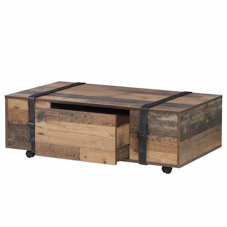 Loftscape Red Living Table Basse Weta – Imitation Bois Recyclé / Noir