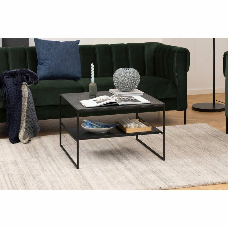 Loftscape Red Living Table Basse Zap II – Imitation Marbre Noir / Noir